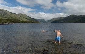 Guests swimming in Loch Morar;  photo Chris Gomersall
