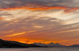 Sunset over the isle of rum in the small isles