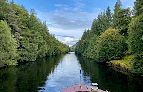Emma Jane cruising through Laggan Avenue on our Caledonian Canal cruise (Image by guide Will Smith)